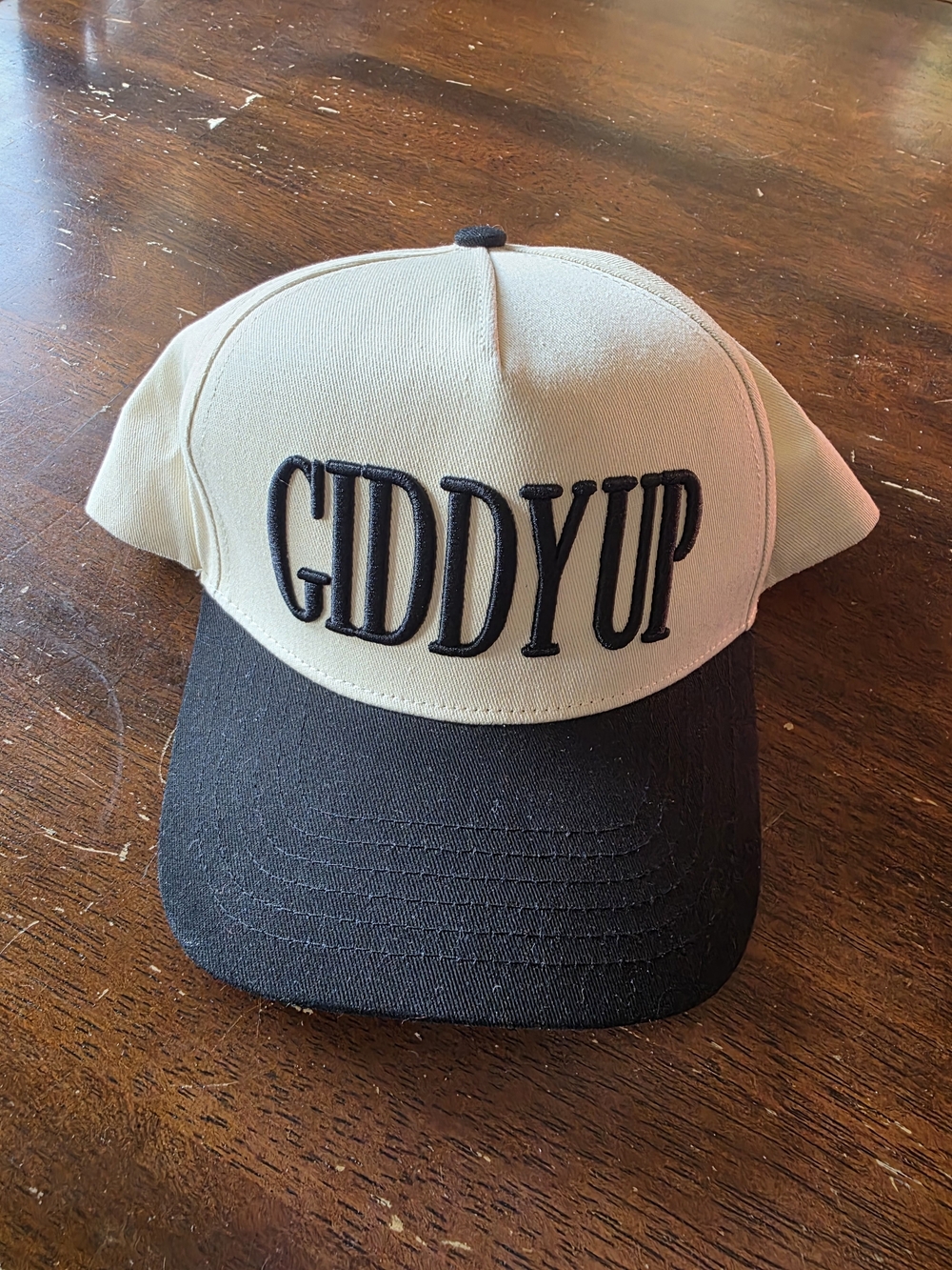 Giddy Up Two-Tone Baseball Cap - Beige and Black
